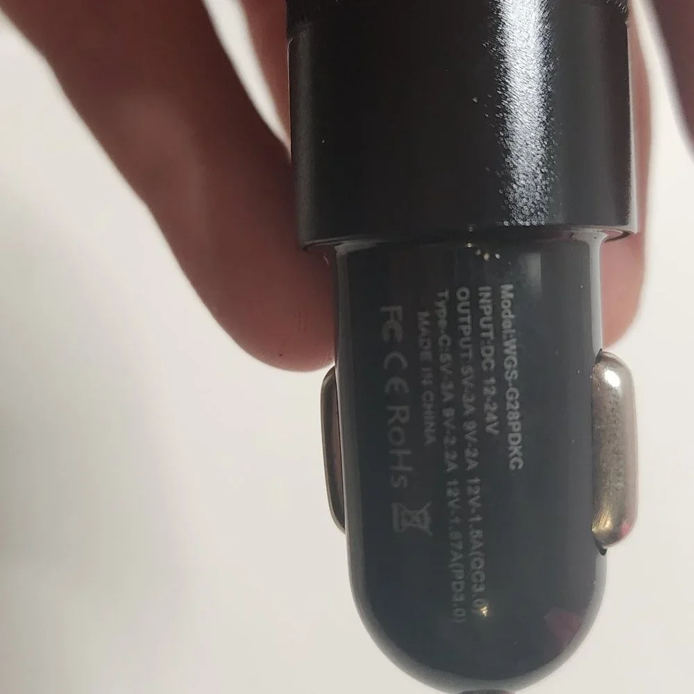 Black 2 Port PD USB-C Fast Charging Car Charger Adapter For iPhone & Samsung